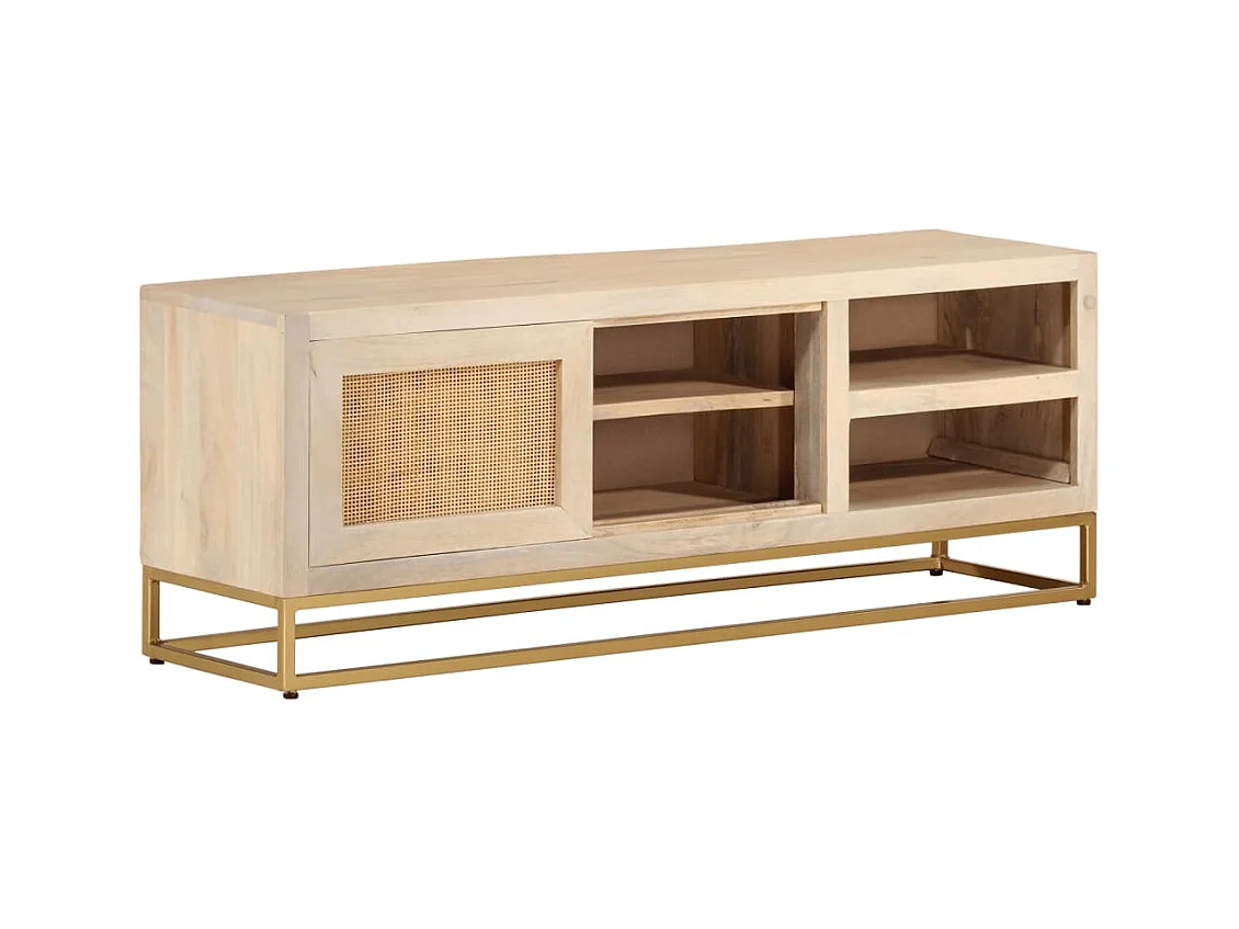 Garden Furniture -  Tv-meubel 110x30x40 cm massief ruw mangohout en ijzer