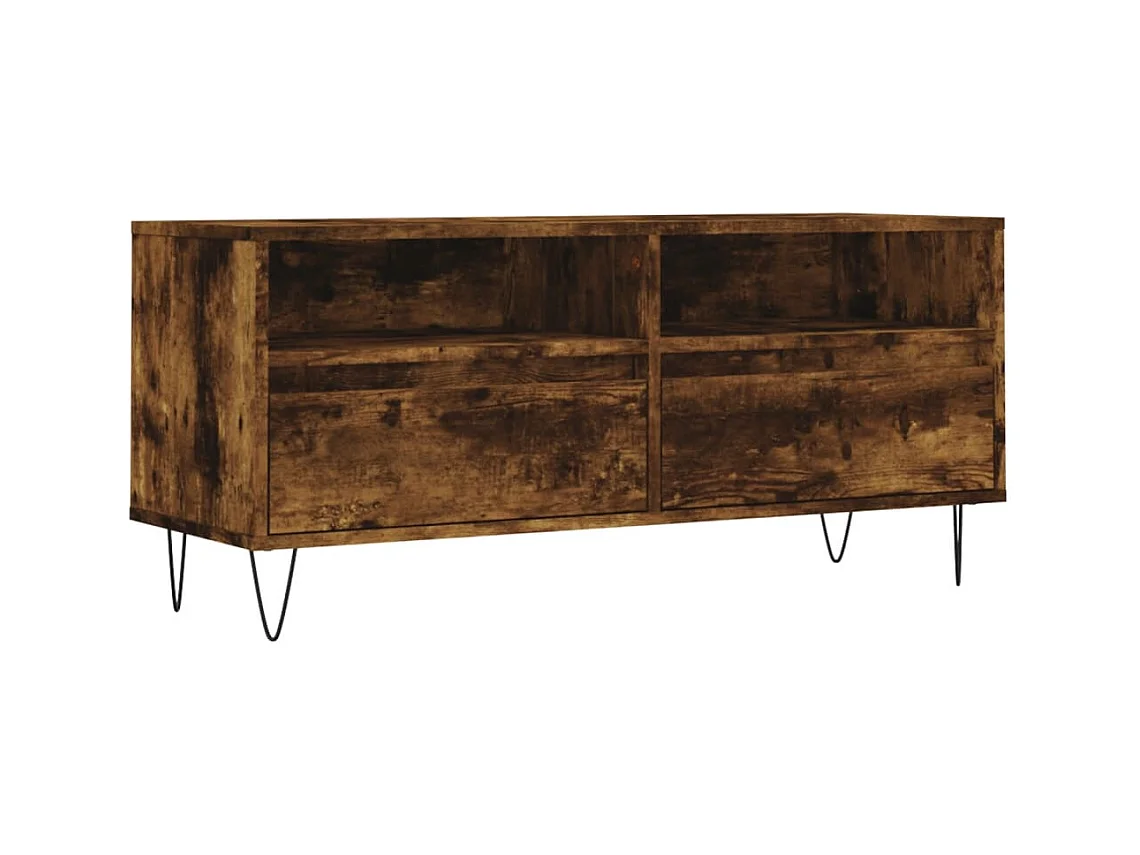 Xirin  Tv-meubel 100x34,5x44,5 cm bewerkt hout gerookt eikenkleurig