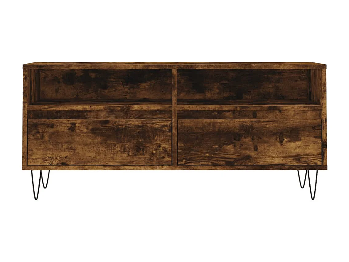 Xirin  Meuble TV chêne fumé 100x34,5x44,5 cm bois d'ingénierie