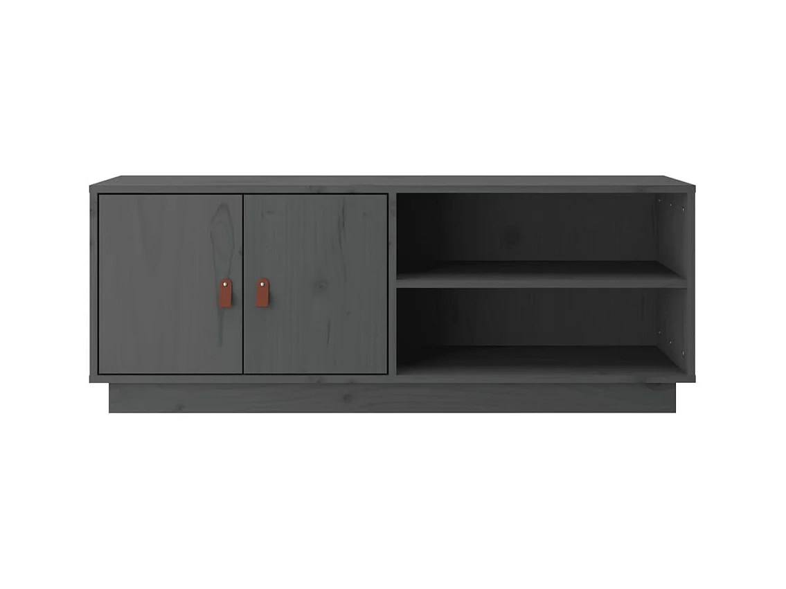 Sofia Marie  Meuble TV Gris 105x34x40 cm Bois de pin massif