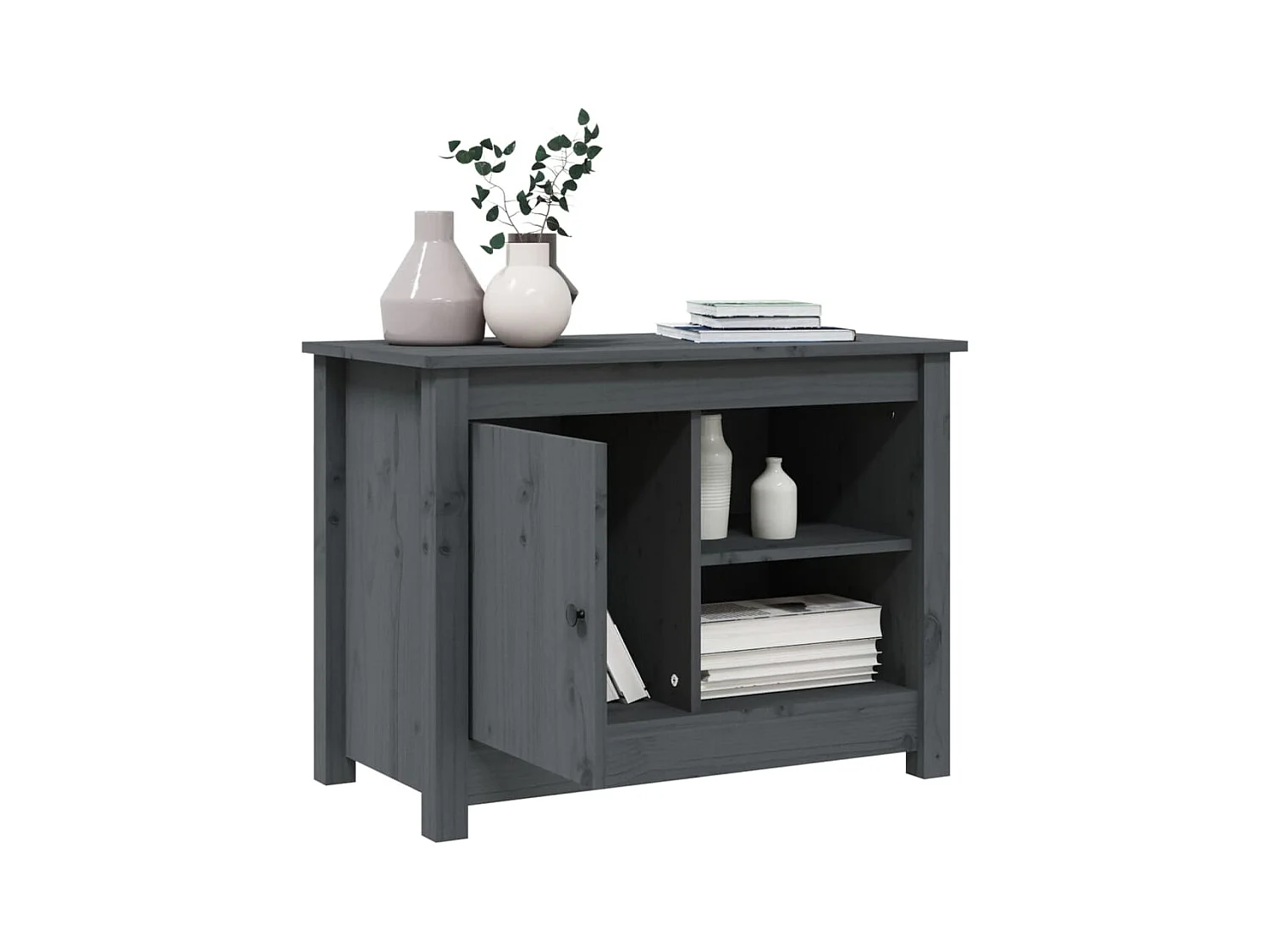 Jean-Gabriel  Meuble TV Gris 70x36,5x52 cm Bois de pin massif