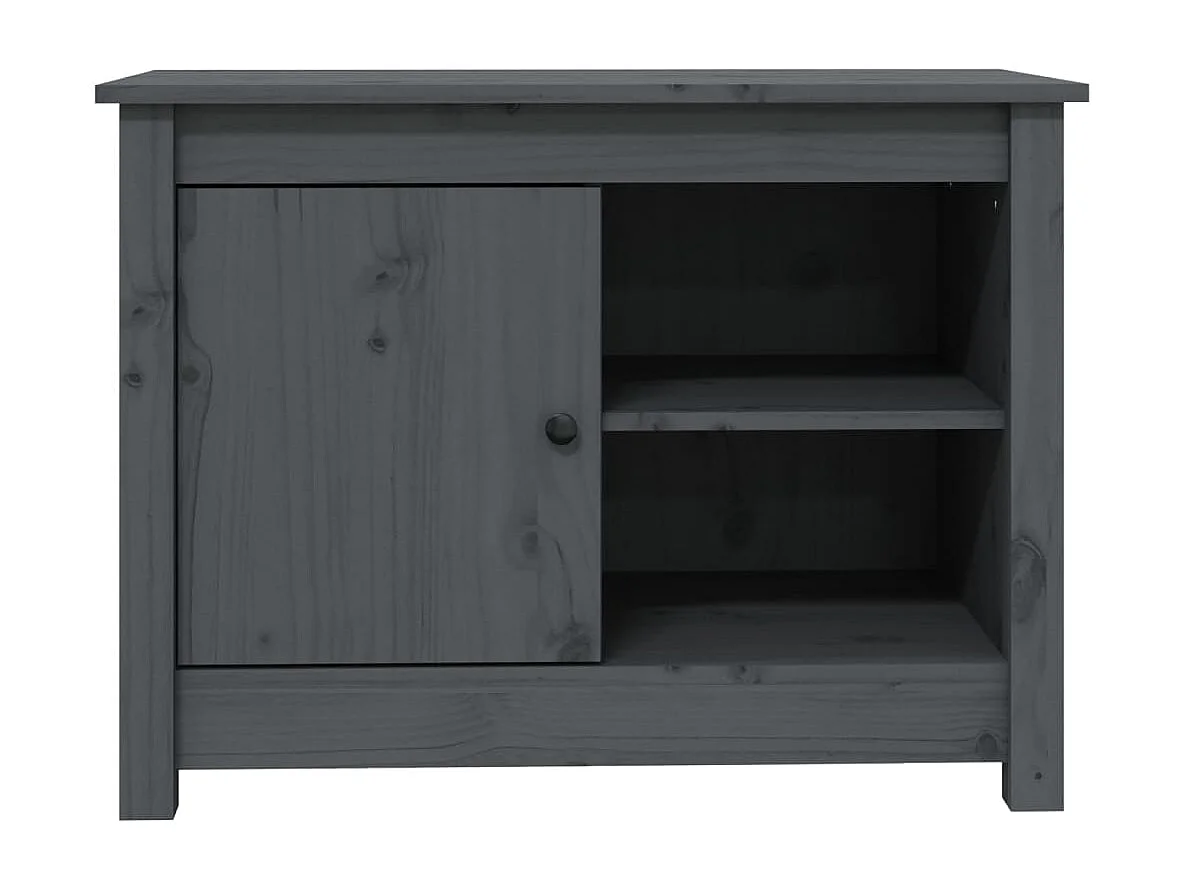 Jean-Gabriel  Mueble de TV de madera maciza de pino gris 70x36,5x52 cm