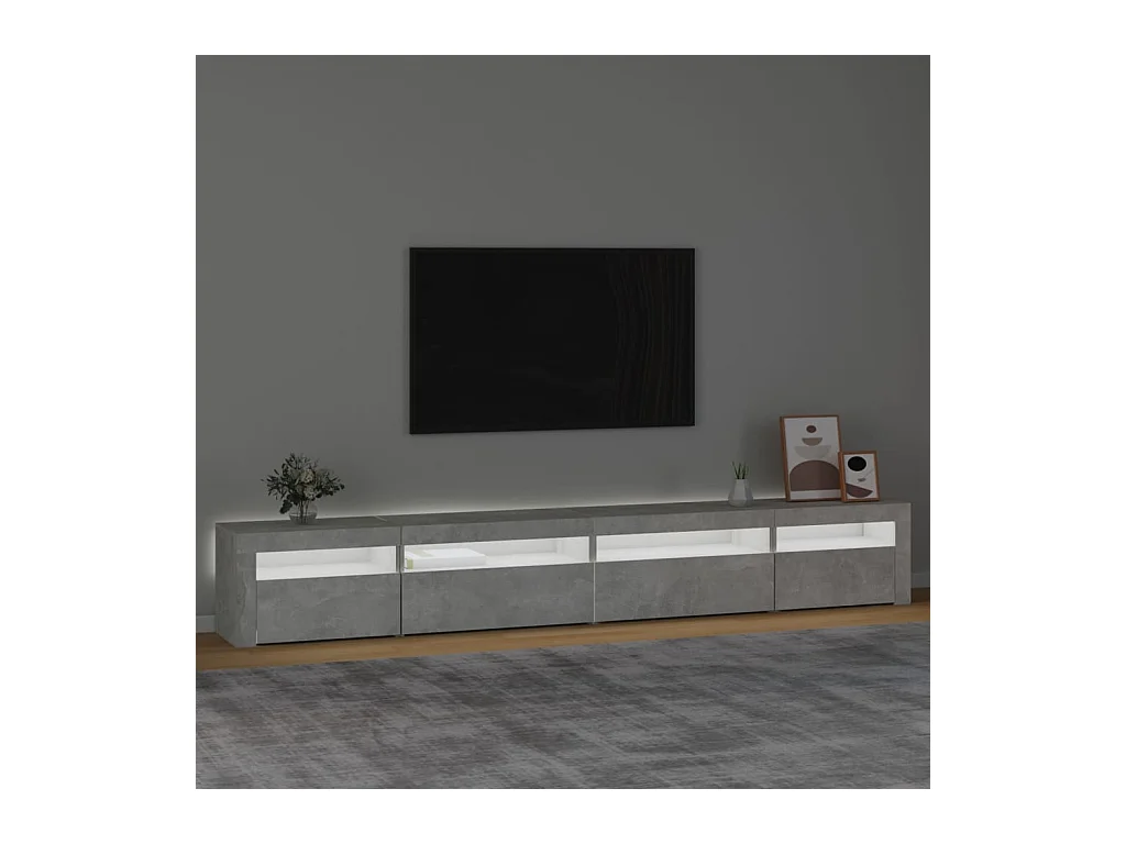 Cincinnatus  Meuble TV avec lumières LED Gris béton 270x35x40 cm