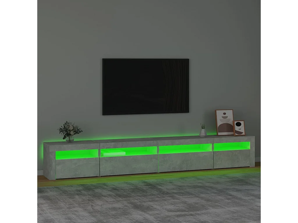 Cincinnatus  Meuble TV avec lumières LED Gris béton 270x35x40 cm