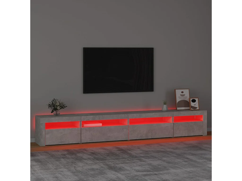 Cincinnatus  Meuble TV avec lumières LED Gris béton 270x35x40 cm