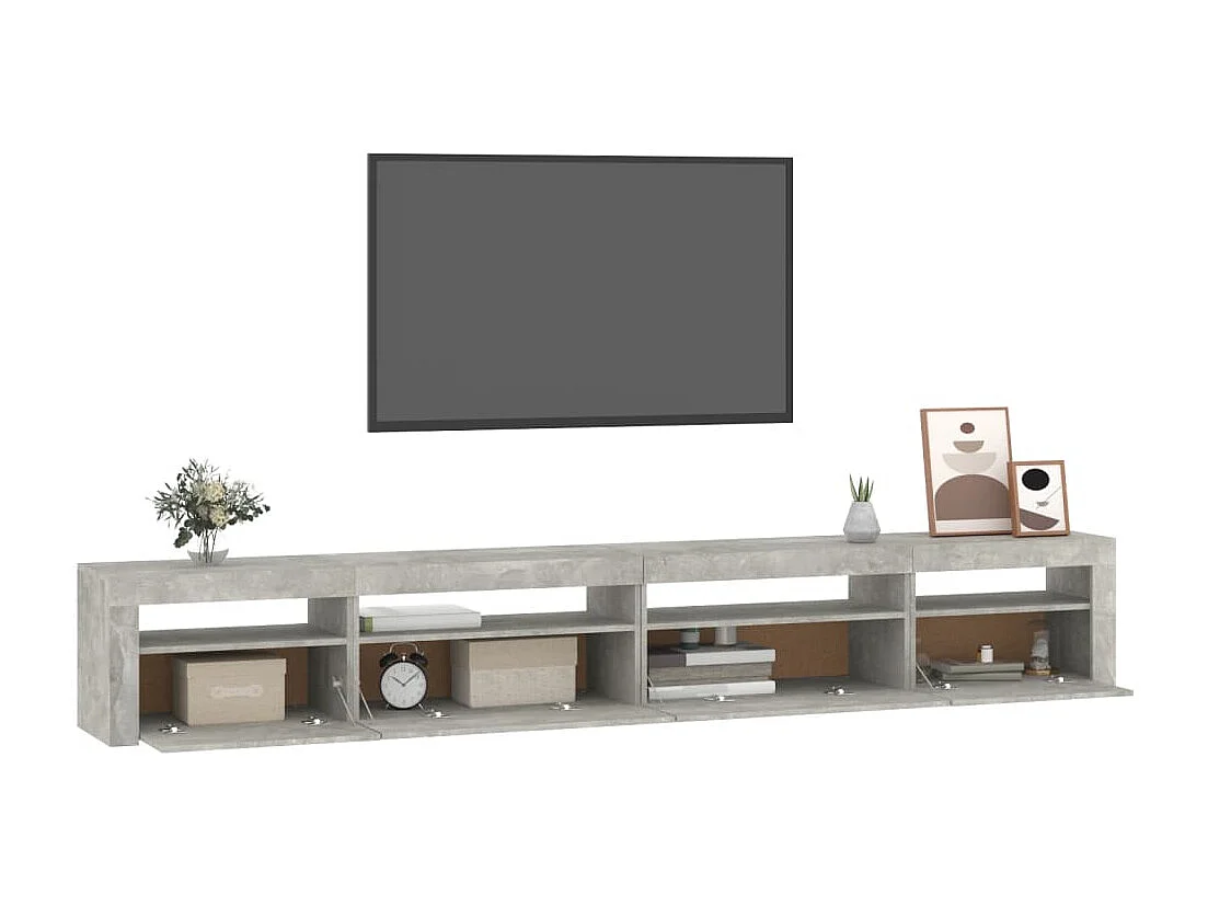 Cincinnatus  Meuble TV avec lumières LED Gris béton 270x35x40 cm