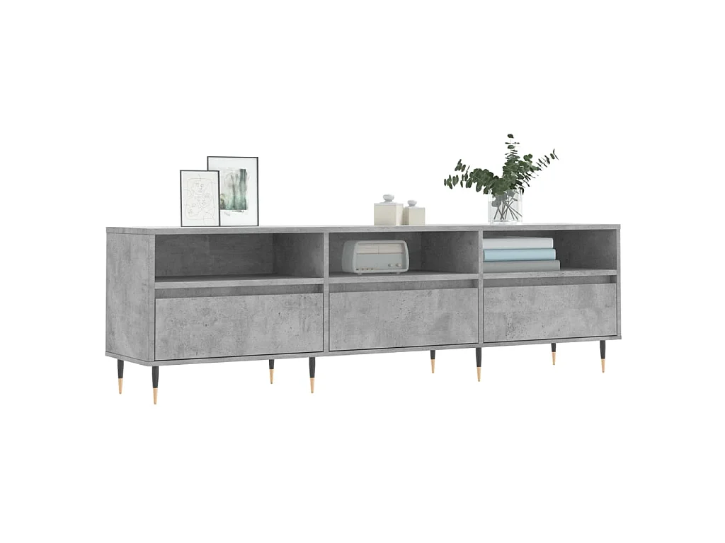 Wyren  Meuble TV gris béton 150x30x44,5 cm bois d'ingénierie