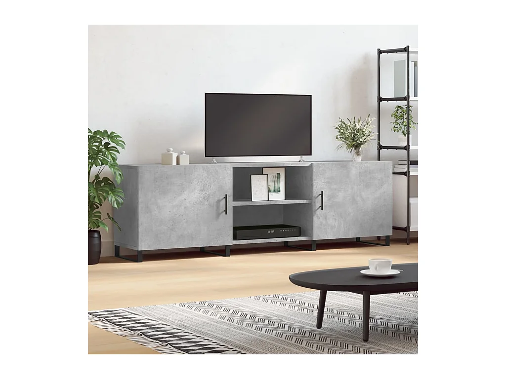 Astrid Helene  Meuble TV gris béton 150x30x50 cm bois d'ingénierie