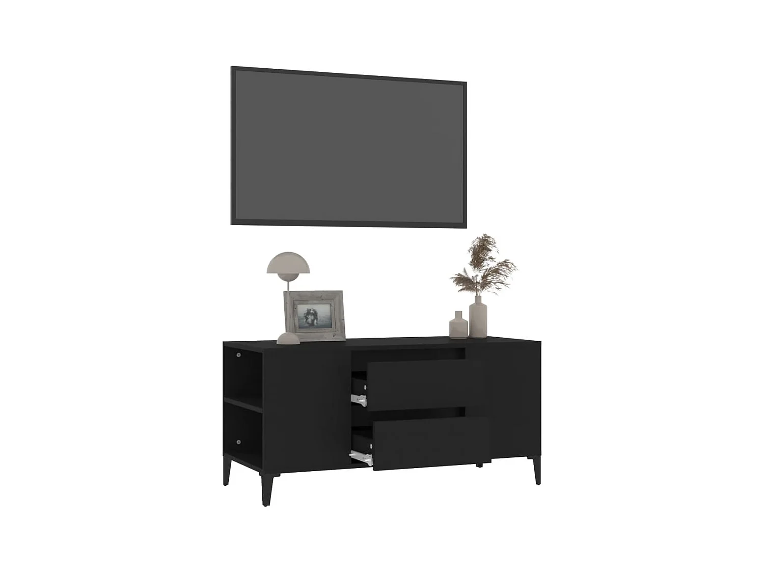Hermiston  Meuble TV Noir 102x44,5x50 cm Bois d'ingénierie