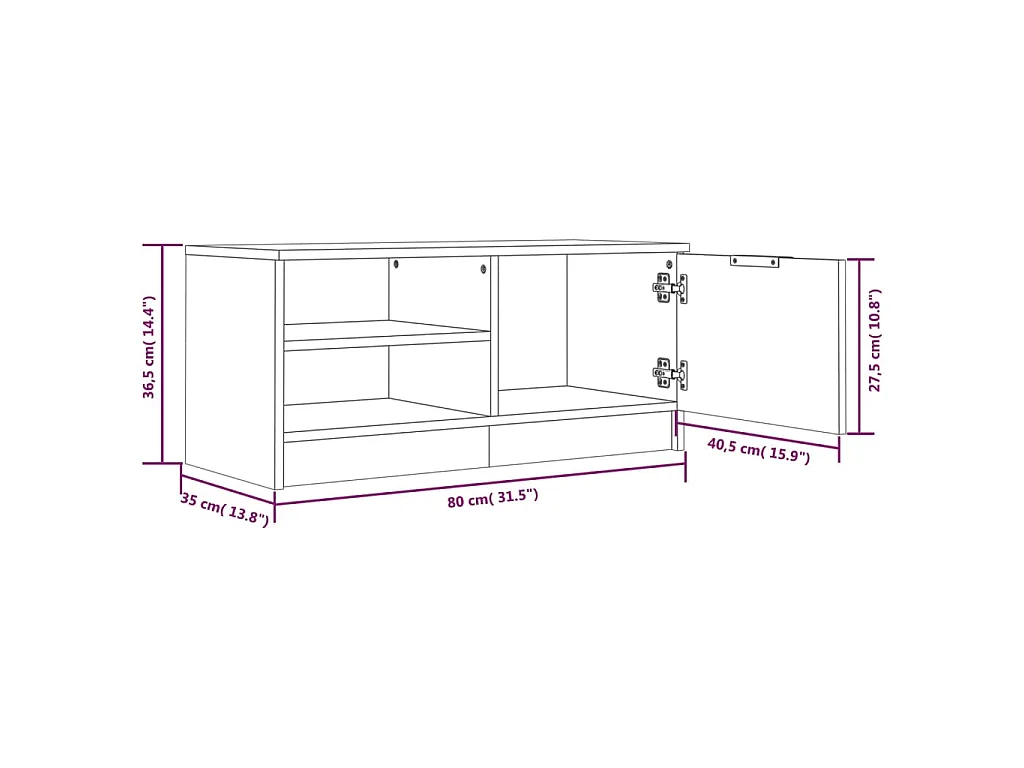 Bryvra  Tv-meubel 80x35x36,5 cm bewerkt hout gerookt eikenkleurig