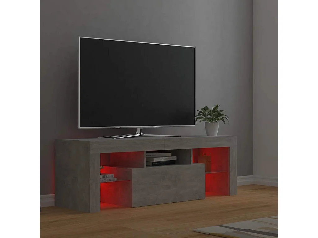 Aiden  Meuble TV avec lumières LED gris béton 120x35x40 cm
