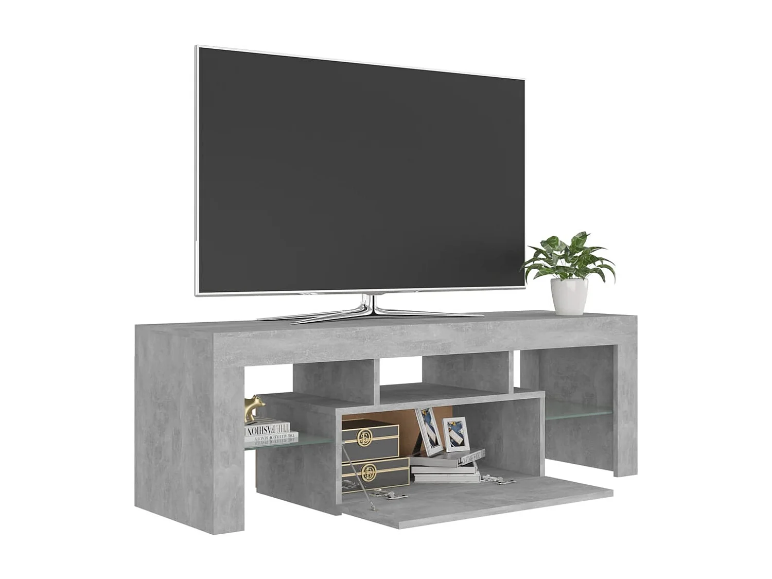 Aiden  Meuble TV avec lumières LED gris béton 120x35x40 cm