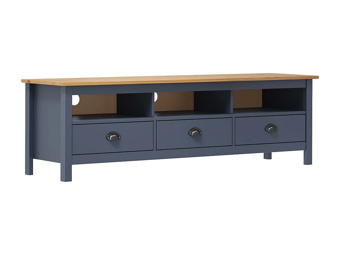 Lythor  Meuble TV ll Range Gris 158x40x47 cm Bois de pin solide