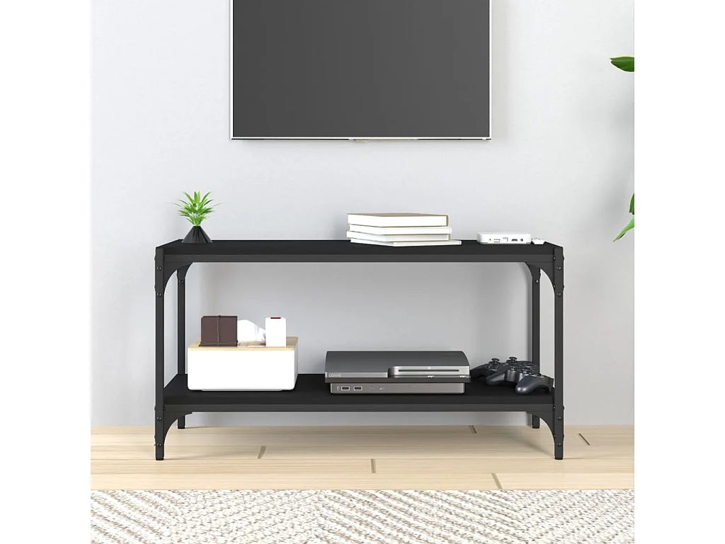 Foster City  Meuble TV Noir 80x33x41 cm Bois d'ingénierie et acier