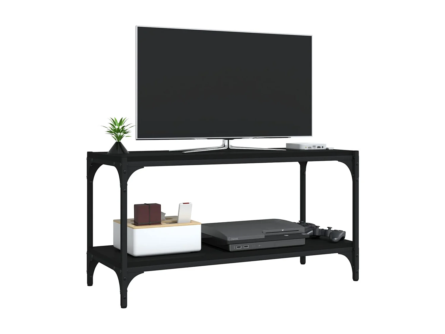 Foster City  Meuble TV Noir 80x33x41 cm Bois d'ingénierie et acier