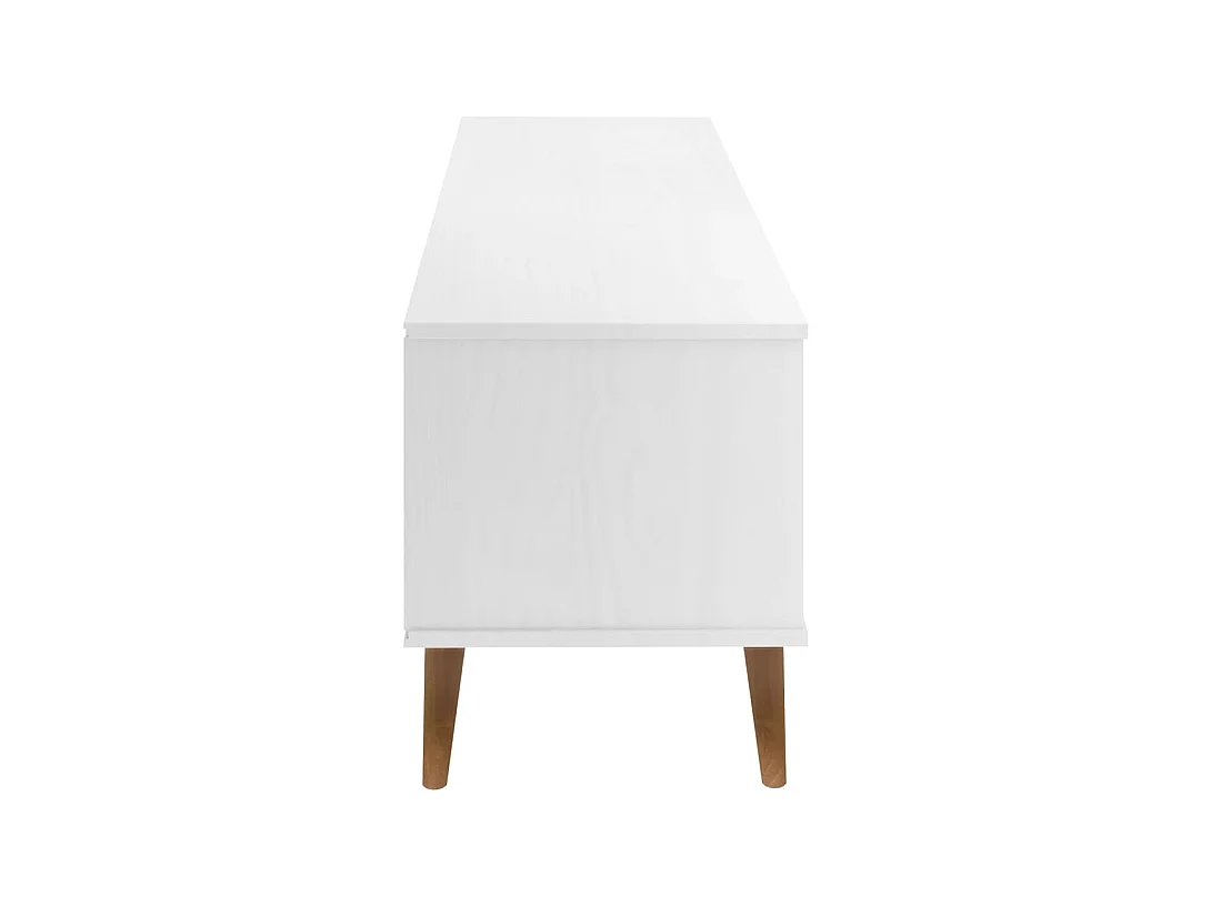 Brila  Meuble TV MOLDE Blanc 158x40x49 cm Bois de pin massif