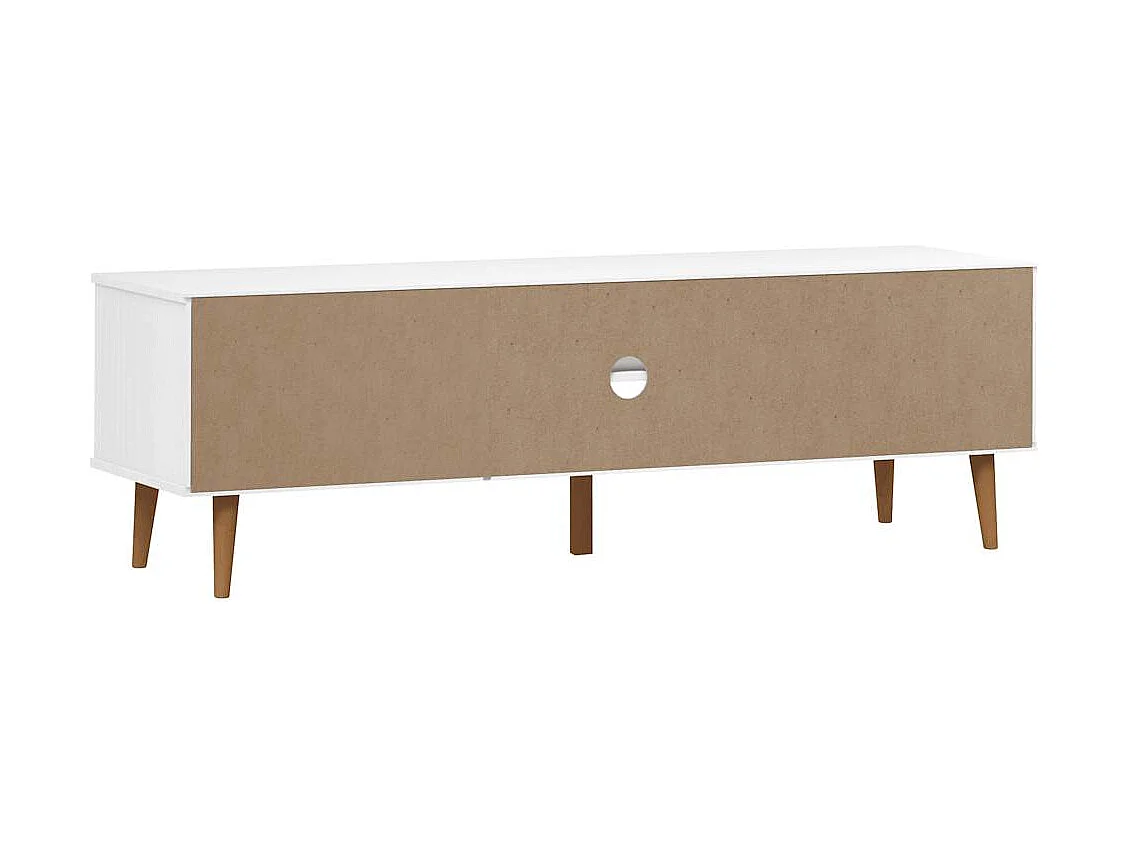 Brila  Meuble TV MOLDE Blanc 158x40x49 cm Bois de pin massif