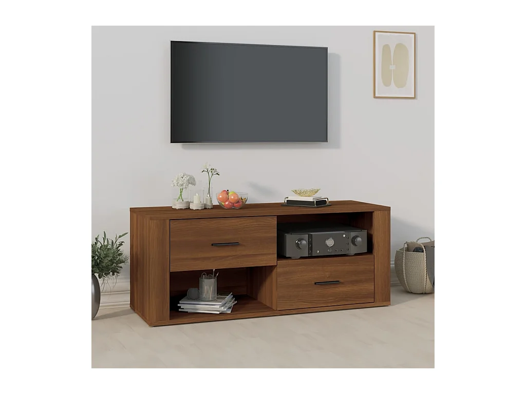 Xyra  Meuble TV Chêne marron 100x35x40 cm Bois d'ingénierie