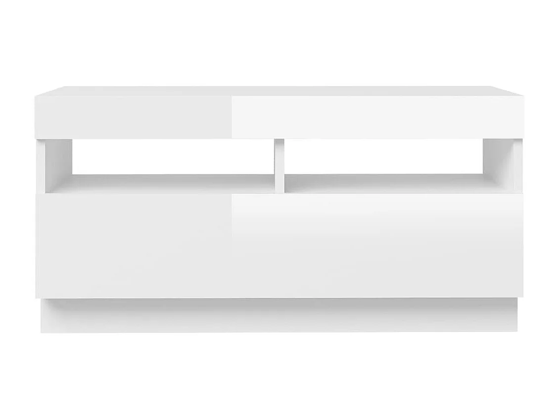 Roelant  Meuble TV avec lumières LED blanc brillant 80x35x40 cm