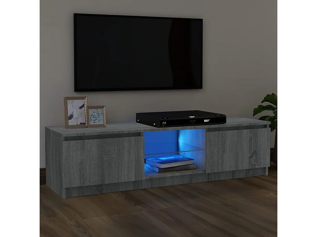Vasil  Meuble TV avec lumières LED sonoma gris 120x30x36 cm