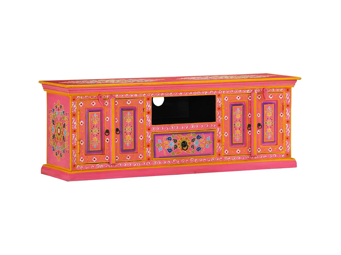 Mørke  Meuble TV rose 110x30x40 cm bois massif de manguier