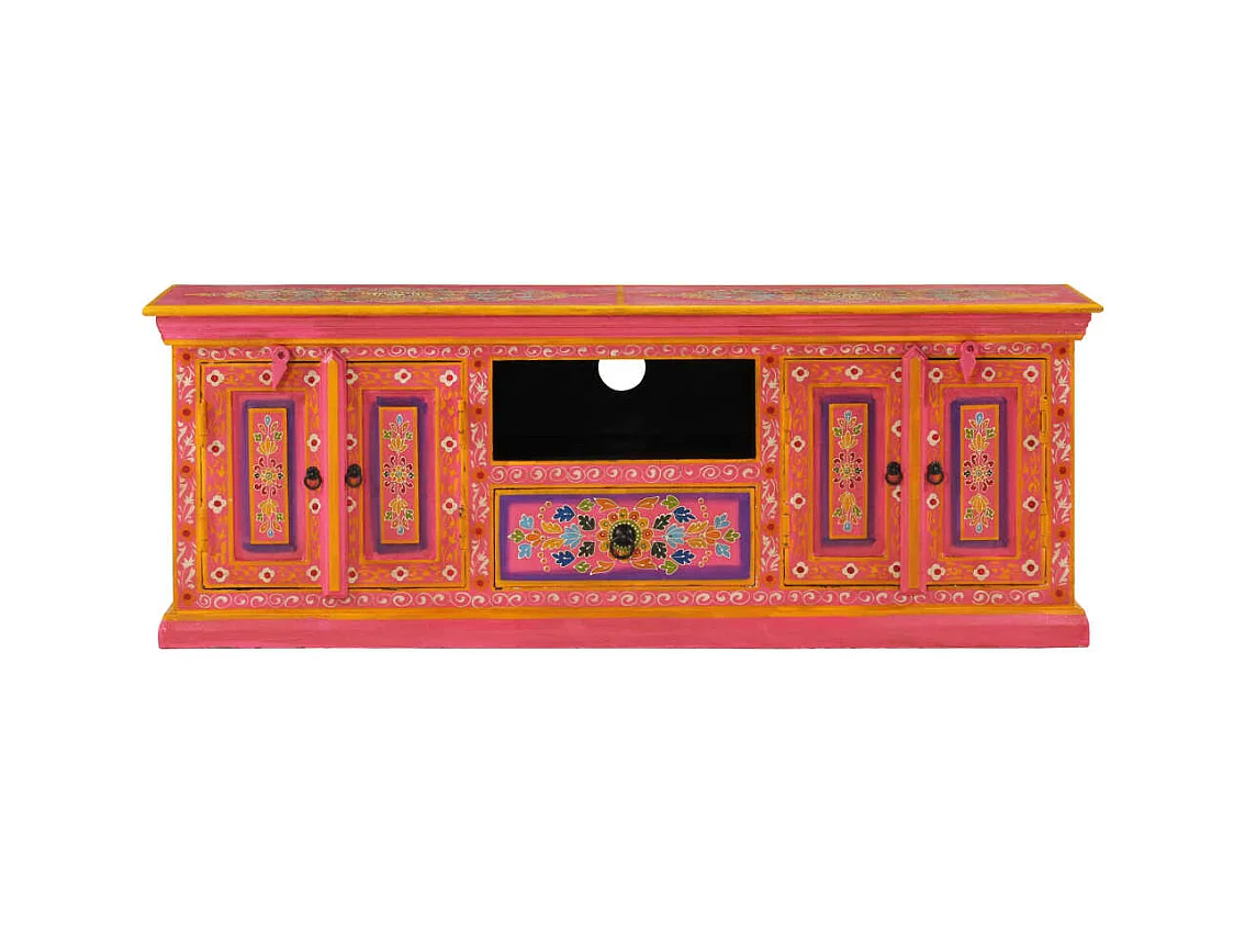 Mørke  Meuble TV rose 110x30x40 cm bois massif de manguier