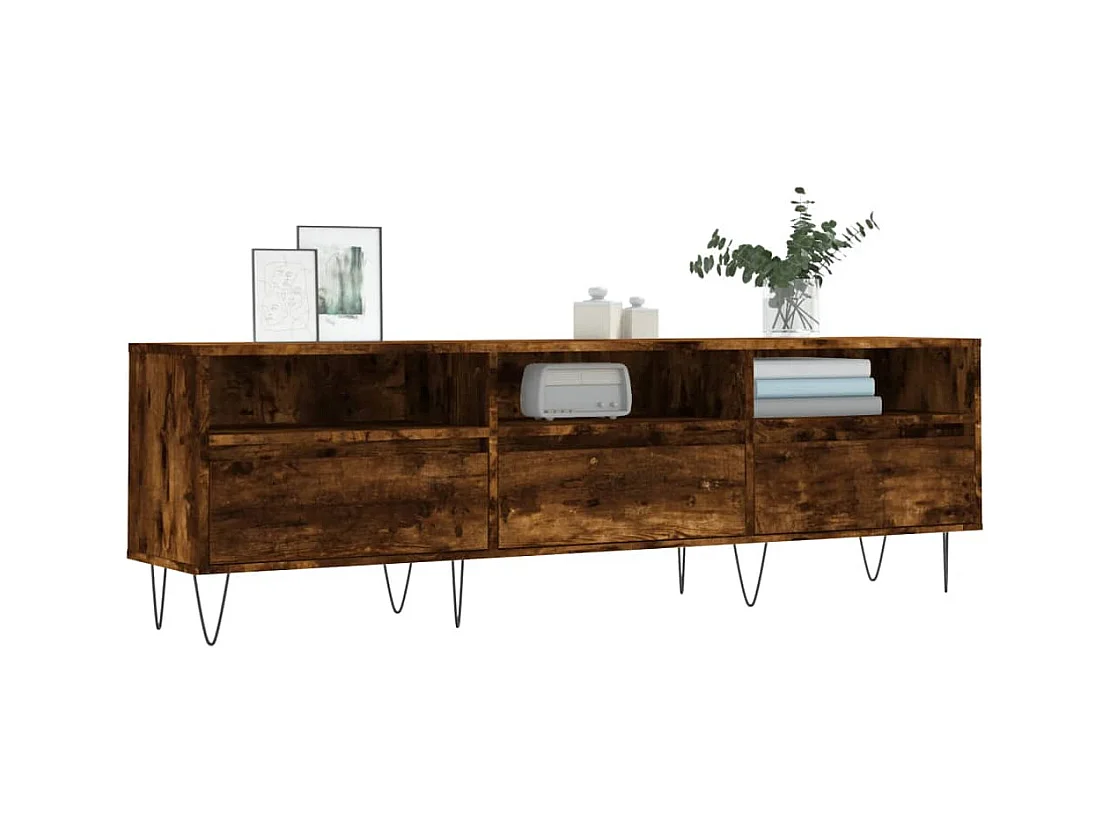 Salon-de-Provence  Meuble TV chêne fumé 150x30x44,5 cm bois d'ingénierie