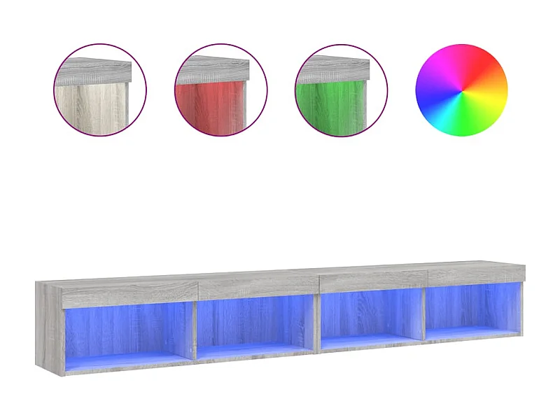 Mano  Meubles TV avec lumières LED 2 pcs sonoma gris 100x30x30 cm