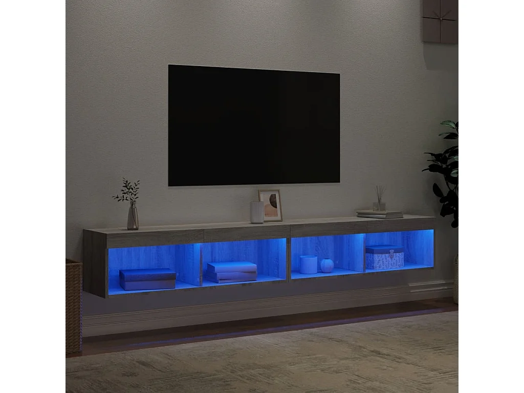 Mano  Meubles TV avec lumières LED 2 pcs sonoma gris 100x30x30 cm