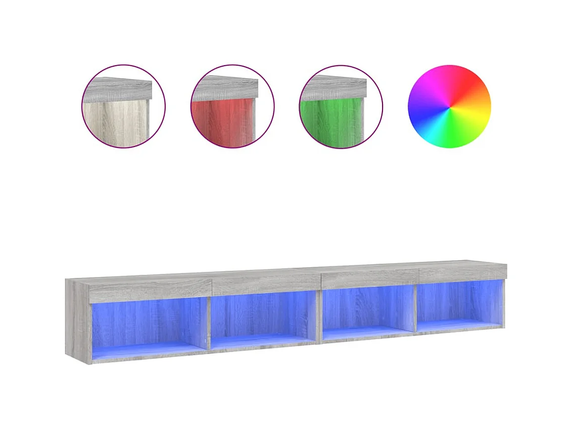 Mano  Meubles TV avec lumières LED 2 pcs sonoma gris 100x30x30 cm