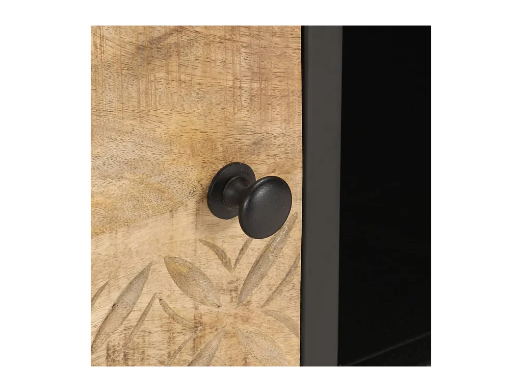 Sophie-Gaëlle  Meuble TV avec porte sculptée 130x30x40cm Bois de manguier brut