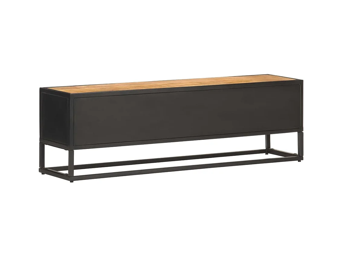 Sophie-Gaëlle  Meuble TV avec porte sculptée 130x30x40cm Bois de manguier brut
