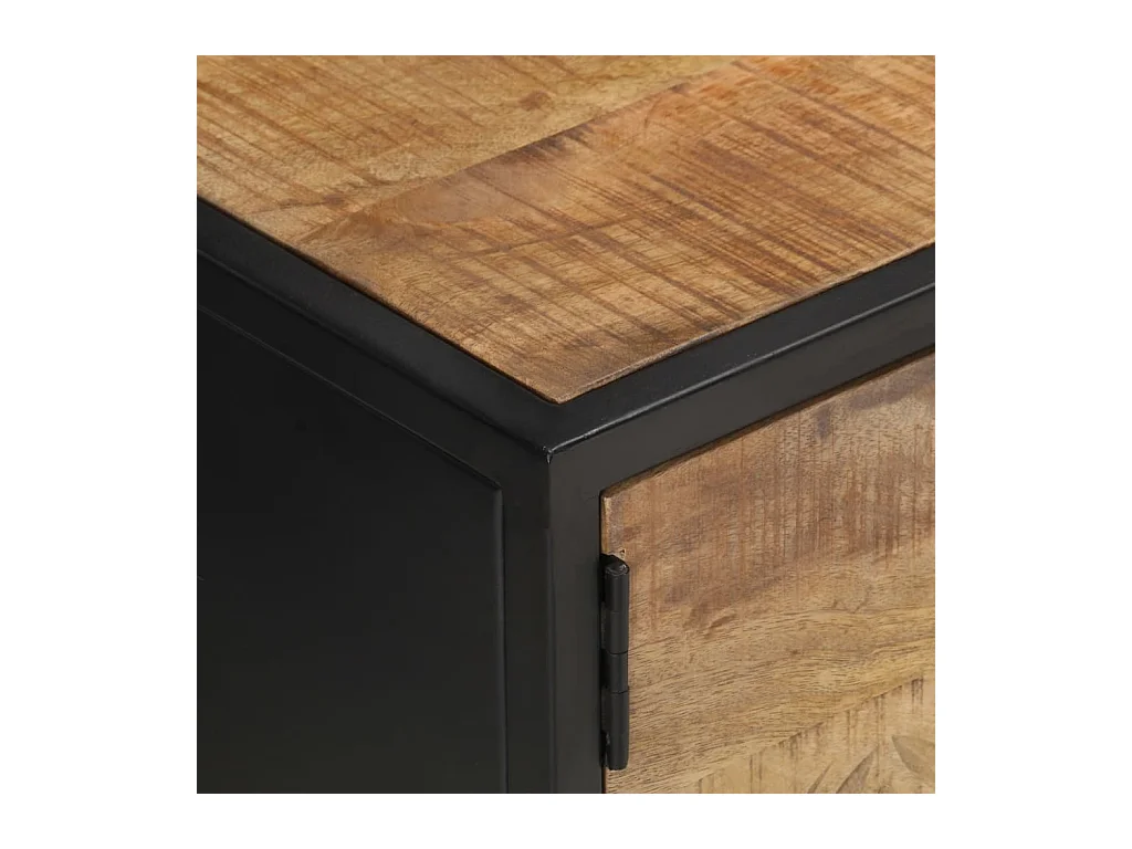 Sophie-Gaëlle  Meuble TV avec porte sculptée 130x30x40cm Bois de manguier brut