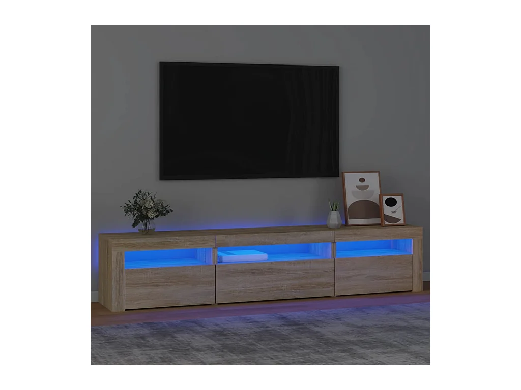 Vleteren  Meuble TV avec lumières LED Chêne sonoma 195x35x40 cm