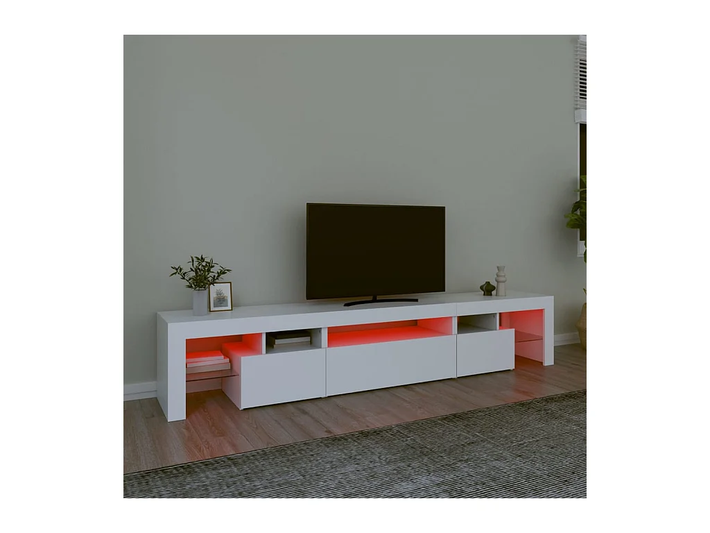Tahlequah  Meuble TV avec lumières LED Blanc 215x36,5x40 cm