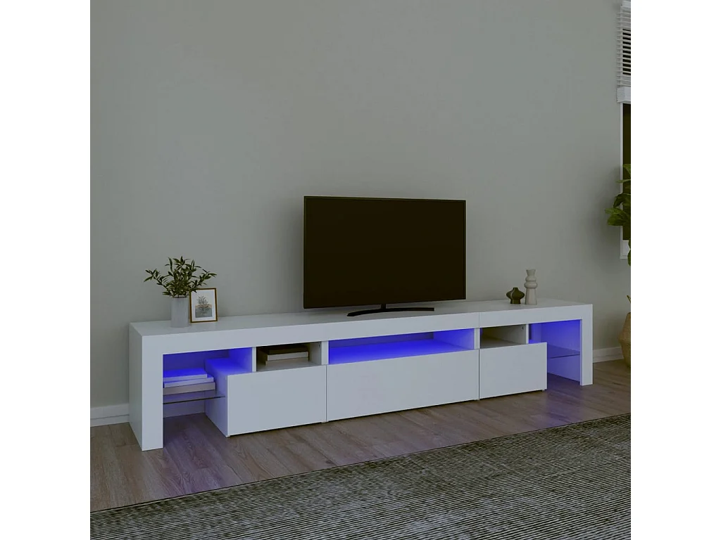 Tahlequah  Meuble TV avec lumières LED Blanc 215x36,5x40 cm