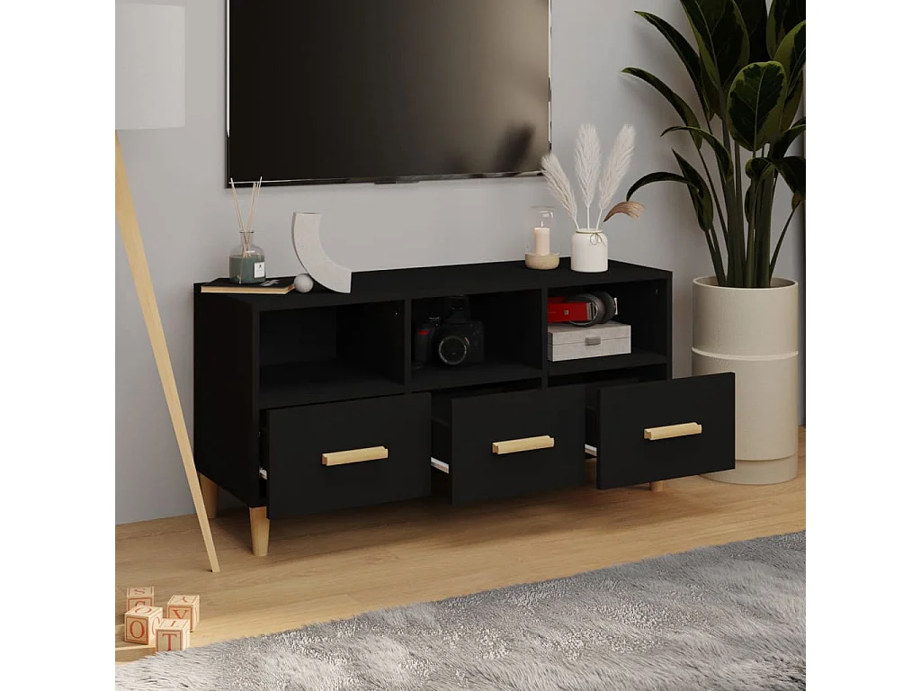 Sophie-Françoise  Meuble TV Blanc 102x36x50 cm Bois d'ingénierie