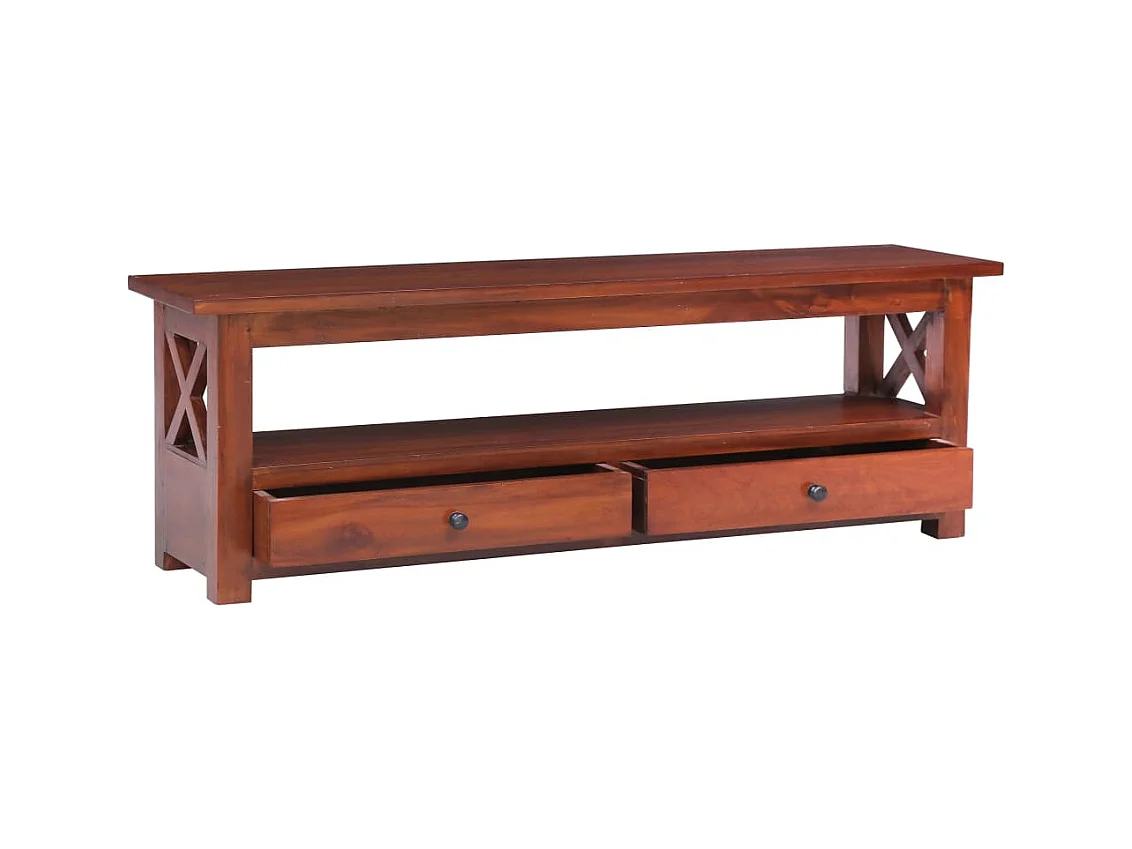 Tamaqua  Meuble TV Marron 115x30x40 cm Bois d'acajou massif