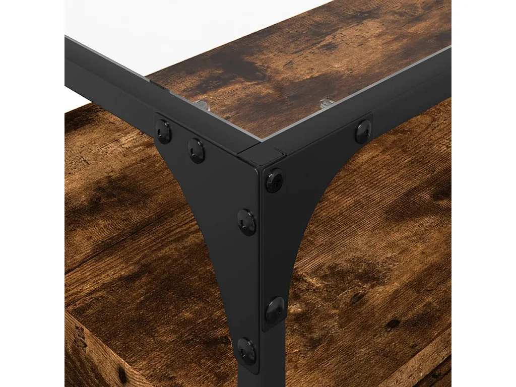 Varel  Mueble TV cristal y madera ingeniería roble ahumado 98x35x51 cm