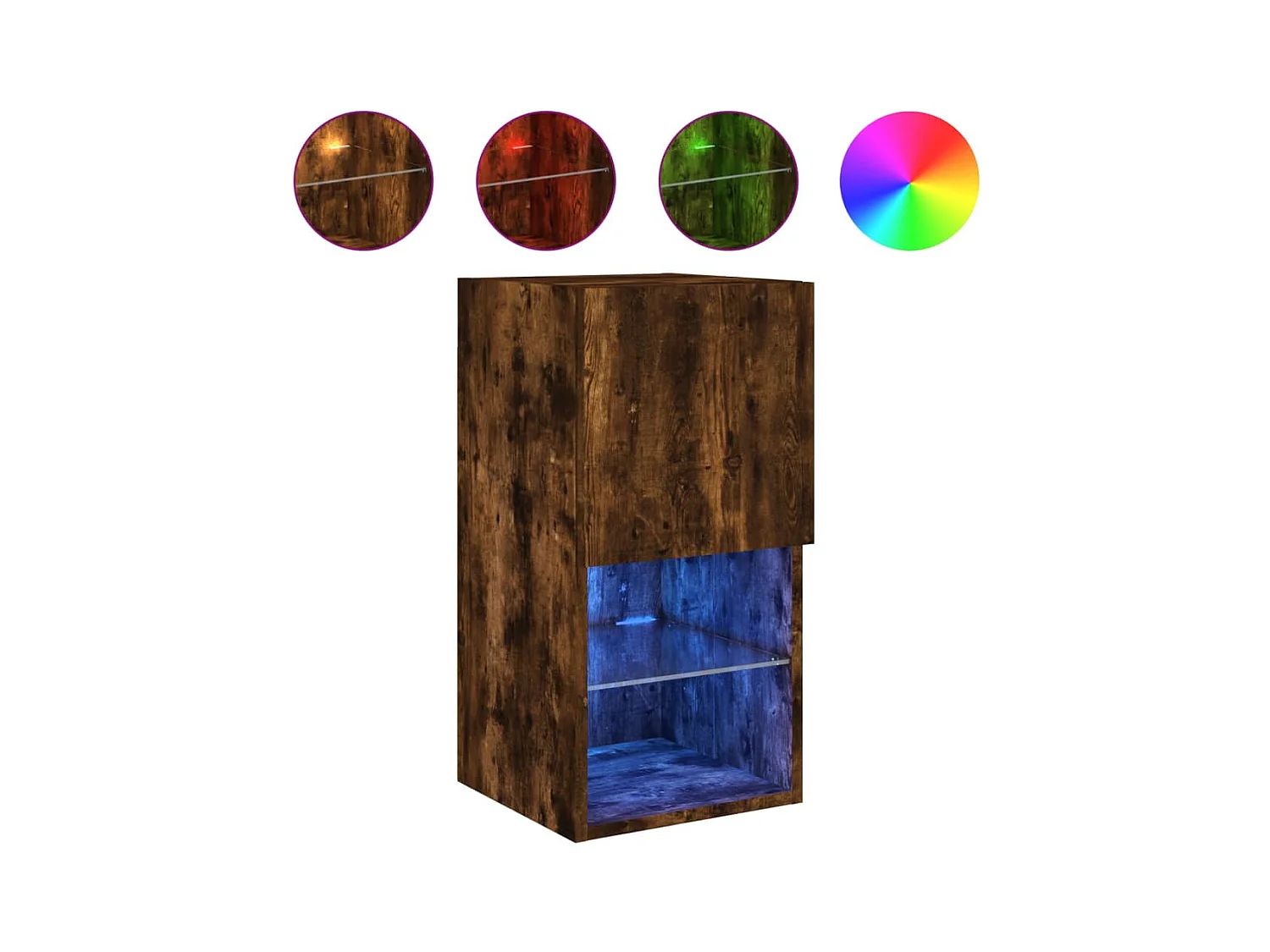 Almar  Meuble TV avec lumières LED chêne fumé 30,5x30x60 cm