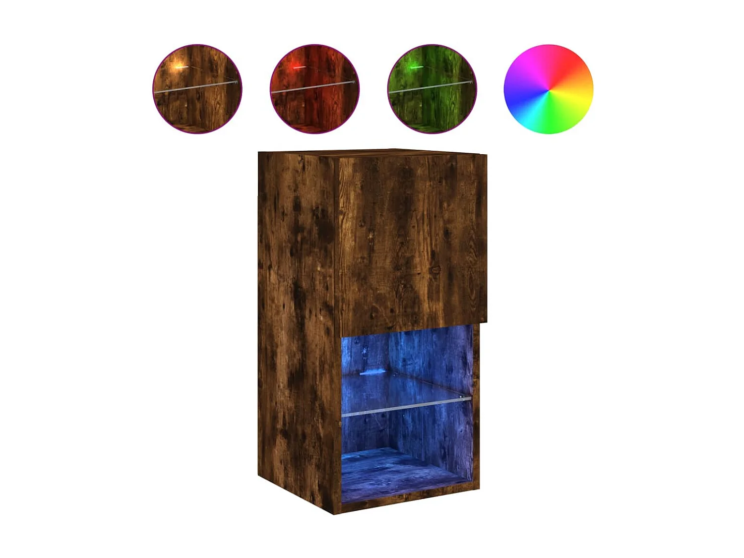 Almar  Meuble TV avec lumières LED chêne fumé 30,5x30x60 cm