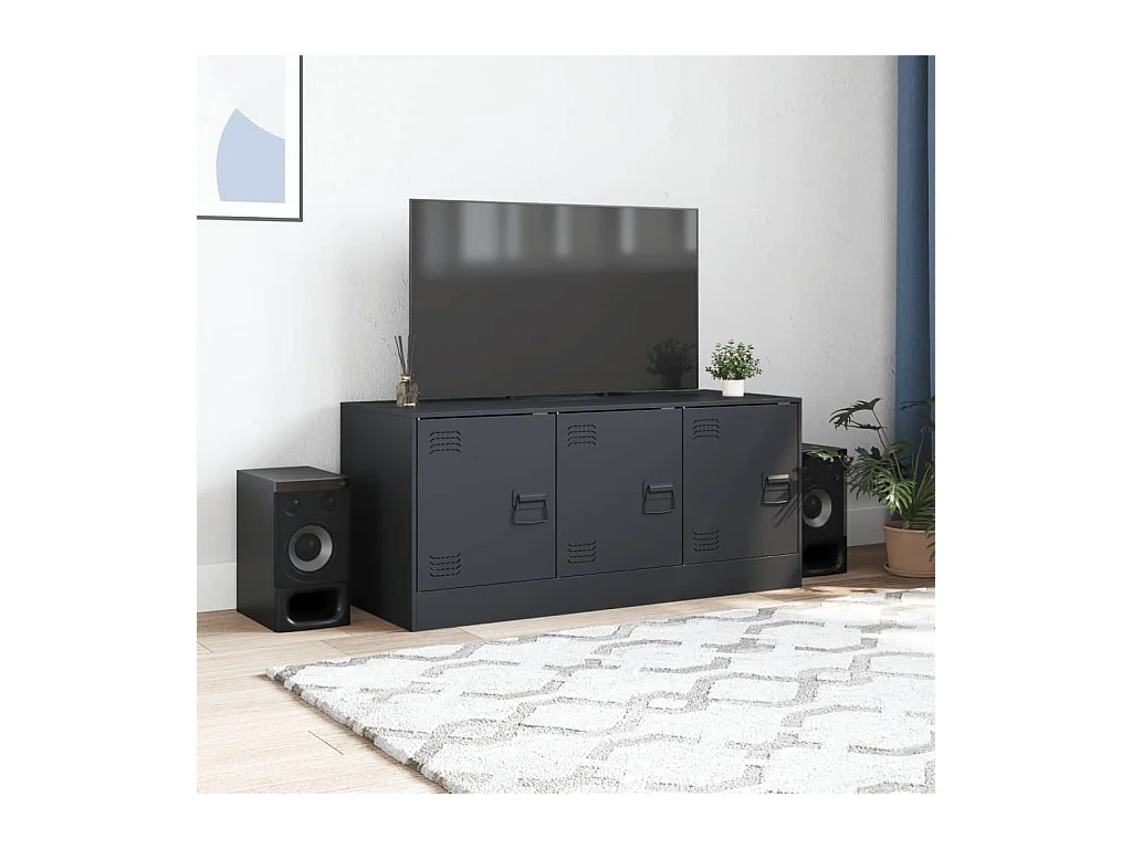 Ovdir  Meuble TV anthracite 99x39x44 cm acier