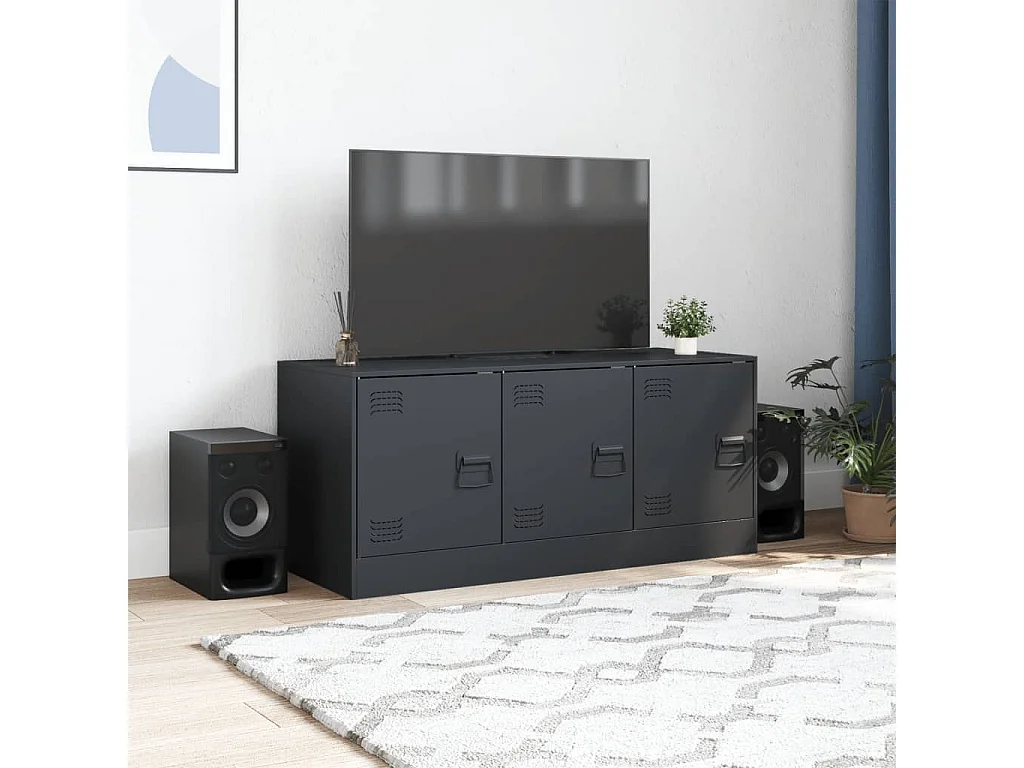 Ovdir  Mueble para TV de acero gris antracita 99x39x44 cm