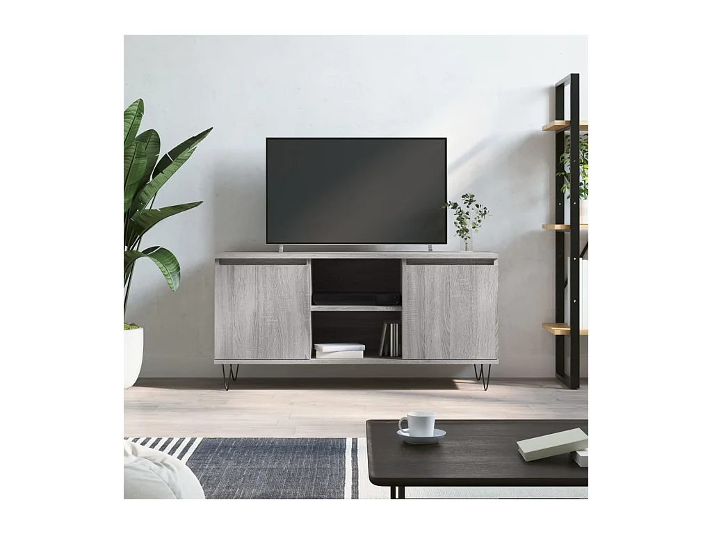 Ragnfrid  Tv-meubel 104x35x50 cm bewerkt hout grijs sonoma eikenkleurig