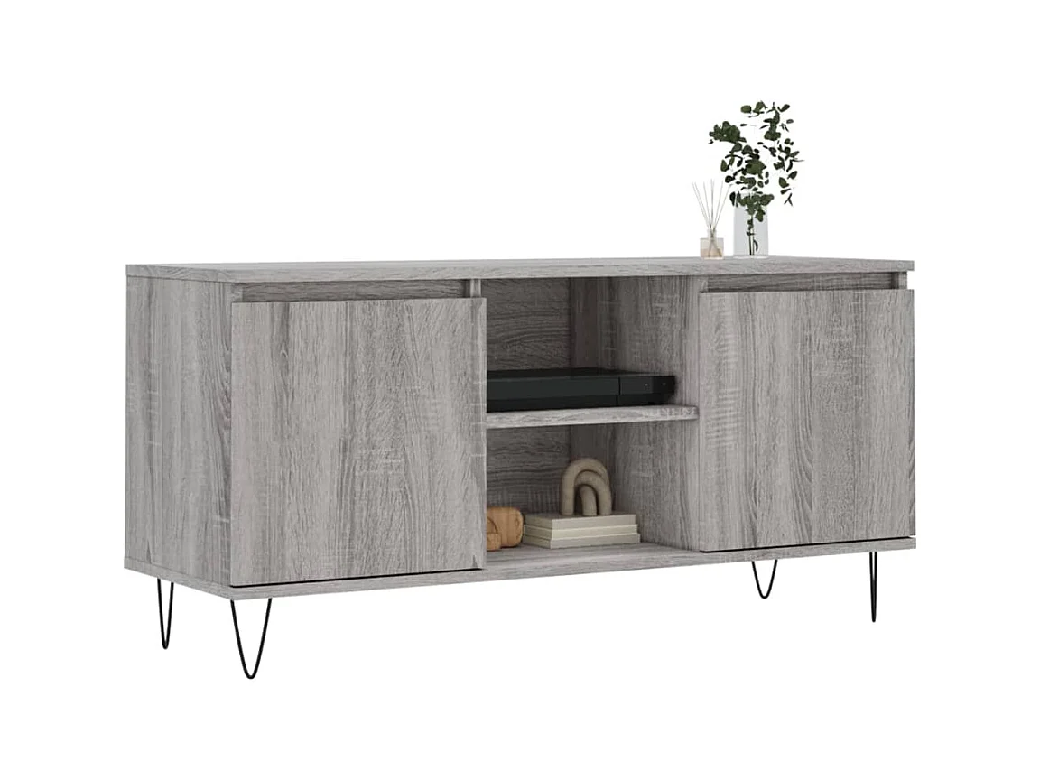 Ragnfrid  Tv-meubel 104x35x50 cm bewerkt hout grijs sonoma eikenkleurig