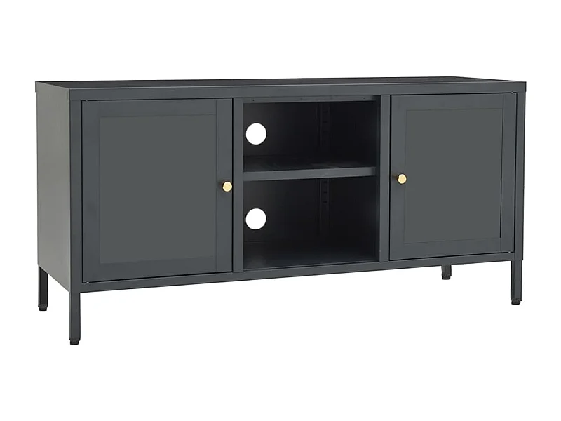 Bylor  Meuble TV Anthracite 105x35x52 cm Acier et verre