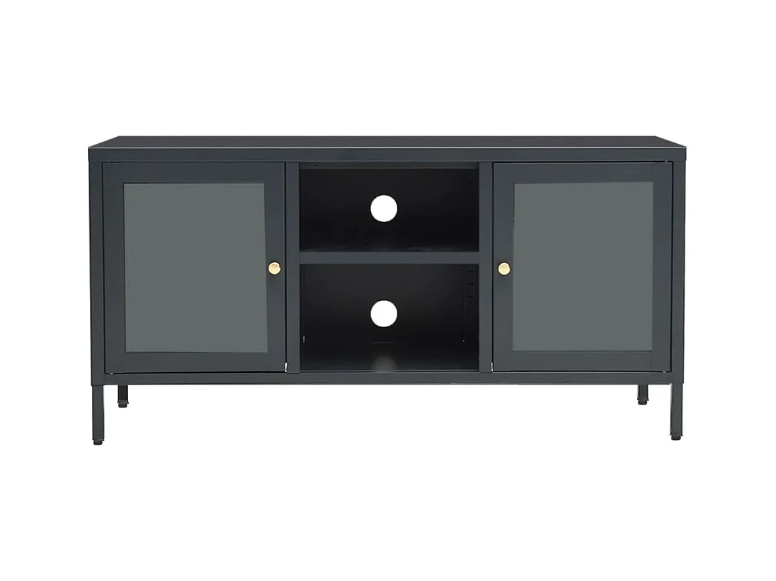 Bylor  Meuble TV Anthracite 105x35x52 cm Acier et verre