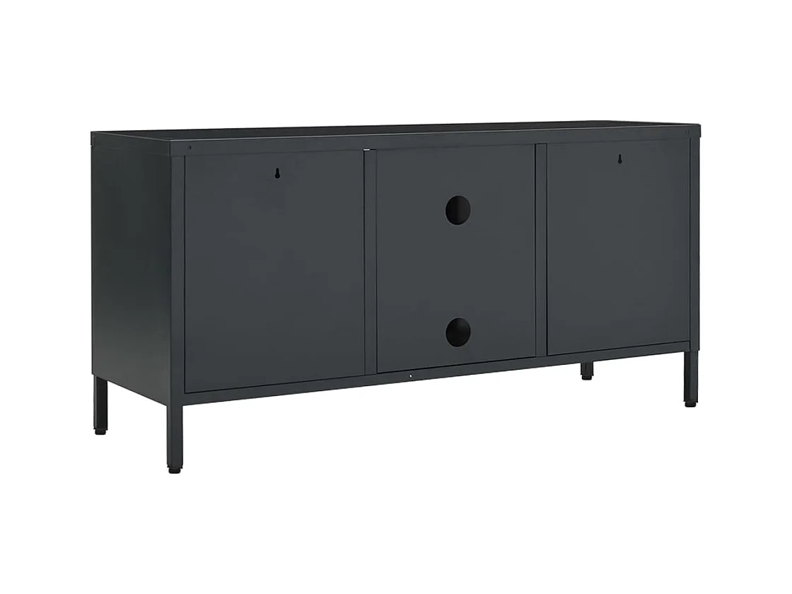 Bylor  Meuble TV Anthracite 105x35x52 cm Acier et verre