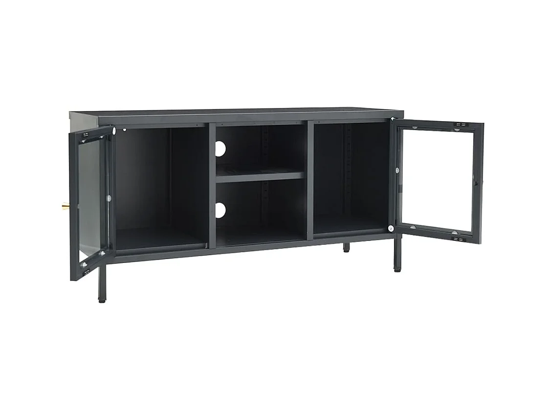 Bylor  Meuble TV Anthracite 105x35x52 cm Acier et verre