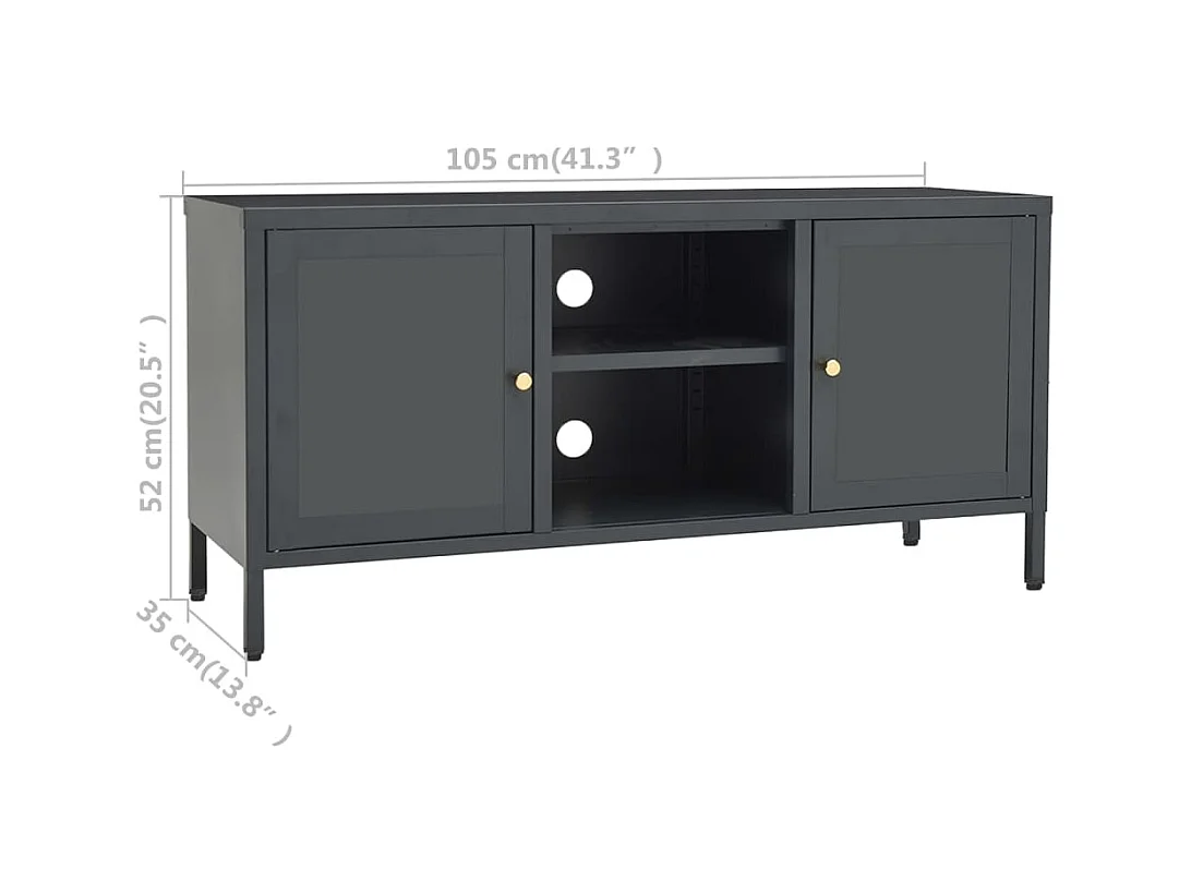 Bylor  Meuble TV Anthracite 105x35x52 cm Acier et verre